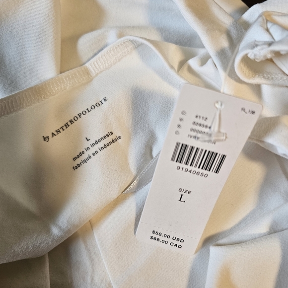 By Anthropologie Women's Tailored Tied Halter Top, LARGE, Ivory - Picture 6 of 9